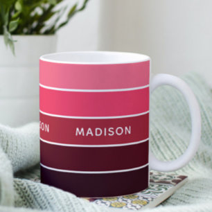 Modern färgstarka Pinks Colorblock Personlig Namn Kaffemugg