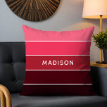 Modern färgstarka Pinks Colorblock Personlig Namn Kudde<br><div class="desc">Den här färglösa och moderna designen har ett färgblock mönster i rosa och plommon med personligen namn #cushions #throwalls #homedecor #gifts</div>