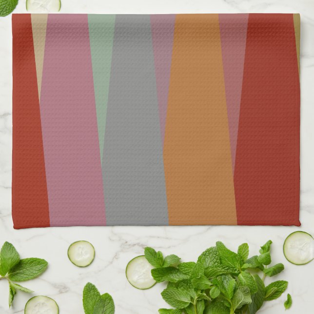 Modern färgstarka trianglar i mitten av århundrade kökshandduk (Vikta)