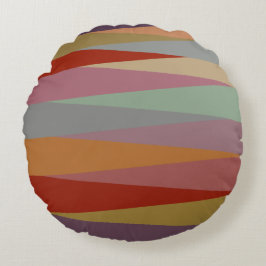 Modern färgstarka trianglar i mitten av århundrade rund kudde