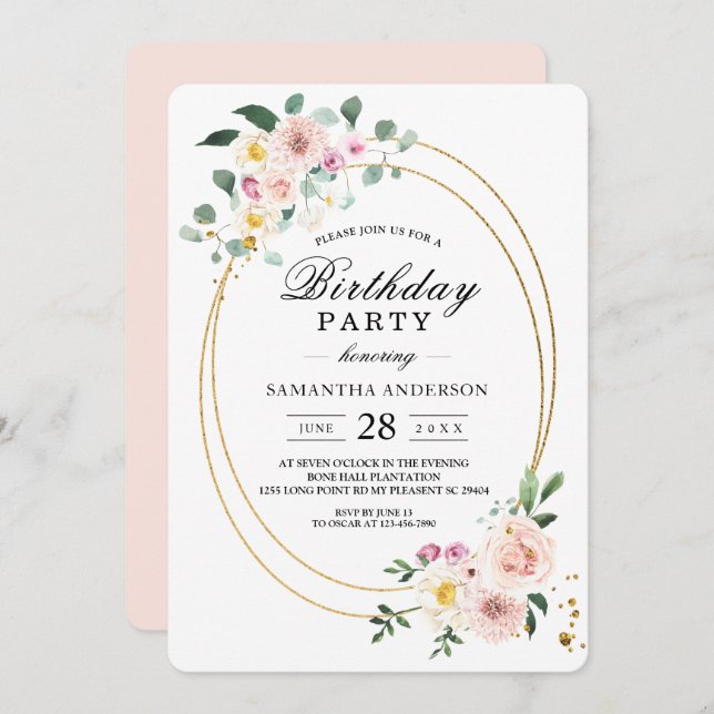 Modern färgstarka vattenblommor i Vår Inbjudningar (Fram/baksida)