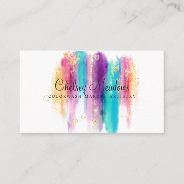 Modern färgtonad brushstrokes Glitter Visitkort (Framsida)