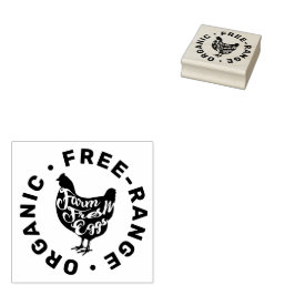 Modern Farm Fresh Eggs Typography Chicken Stämpel