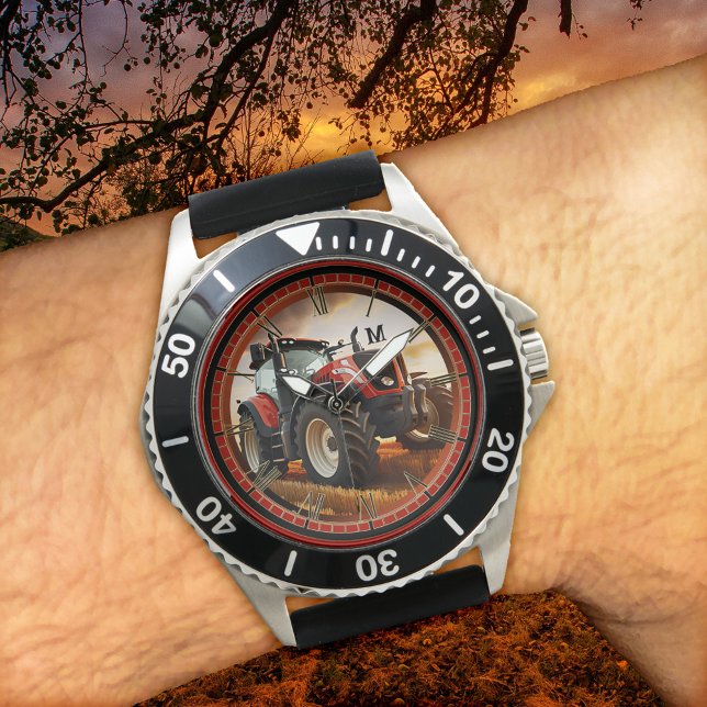 Modern Farmer Tractor Watch Armbandsur (Watch featuring a modern tractor design with optional classic style hour indication)