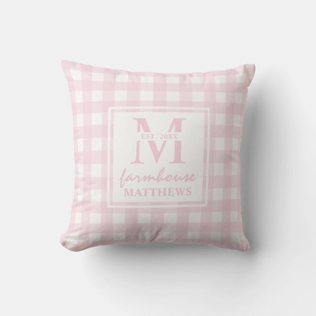 Modern Farmhouse Baby Rosa Large Gingham Anpassnin Kudde (Framsida)