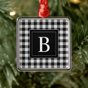 Modern Farmhouse Black Buffalo Play Monogrammed Julgransprydnad Metall