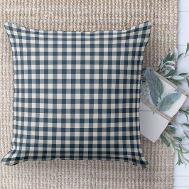 Modern Farmhouse Blue och White Gingham Couch Kudde