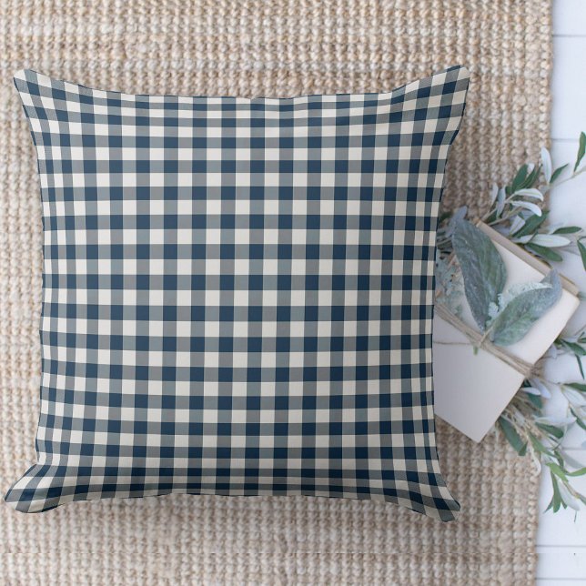 Modern Farmhouse Blue och White Gingham Couch Kudde (Modern farmhouse throw pillow blue and white gingham plaid couch pillow )