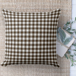 Modern Farmhouse Brown & White Gingham Couch Kudde