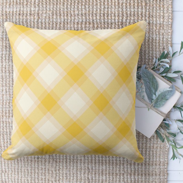 Modern Farmhouse Colorful Gult Play Couch Kudde (Modern farmhouse throw pillow yellow and white buffalo plaid couch pillow )