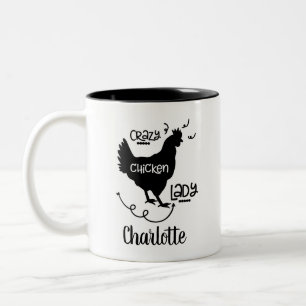 Modern Farmhouse Crazy Chicken Dam Namn Två-Tonad Mugg