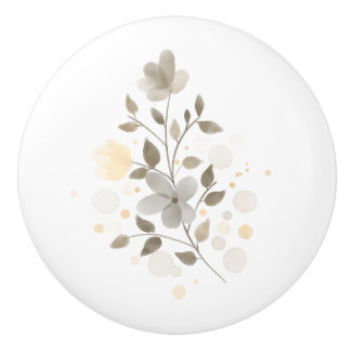 Modern Farmhouse Flowers Beige and Sage Grönt Knopp
