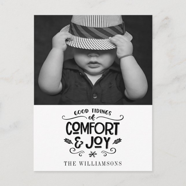 Modern Farmhouse| Foto på Black Gingham jul Vykort (Framsida)