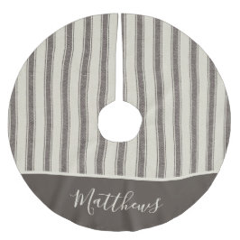 Modern Farmhouse Grått Ticking jul Julgransmatta Borstad Polyester