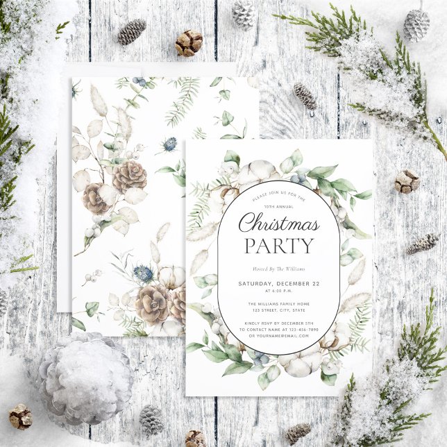 Modern Farmhouse Greenery jul Party Inbjudningar (Skapare uppladdad)