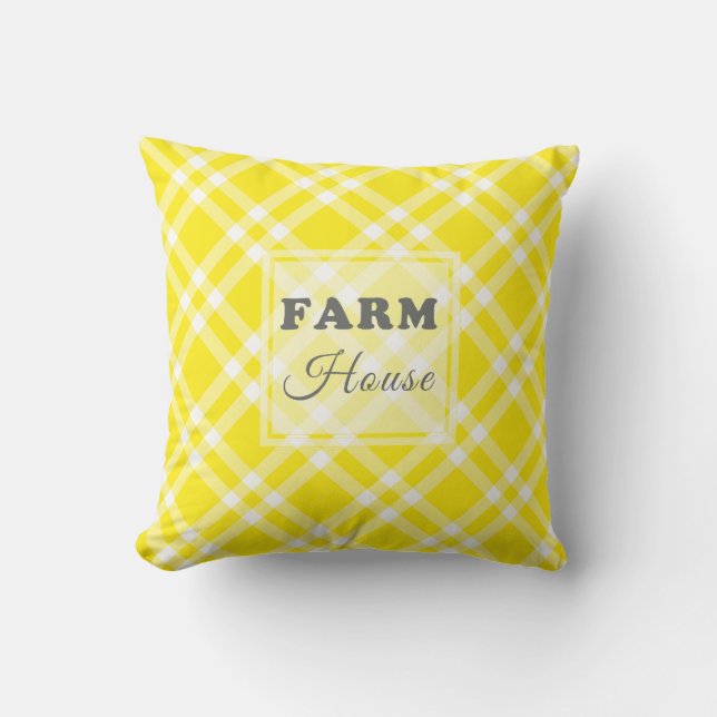 Modern Farmhouse Gult Gingham Kudde (Framsida)