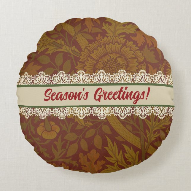 Modern Farmhouse Land William Morris Helgdag Rund Kudde (Framsidan)