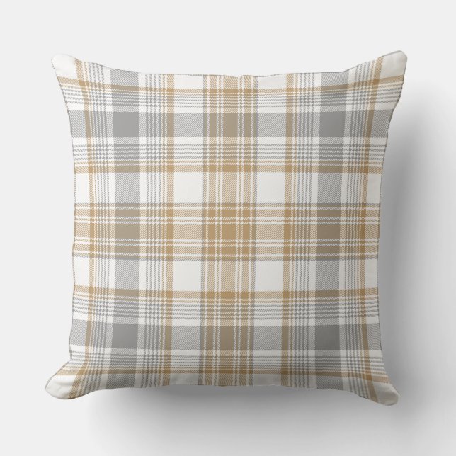 Modern Farmhouse Light Tartan Play Grått Orange Kudde (Framsida)