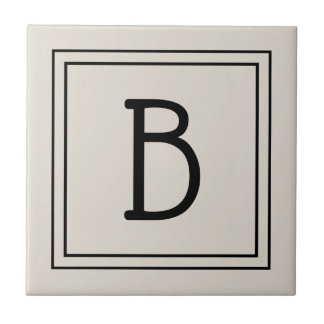 Modern Farmhouse Monogrammed Tan & Black Initial Kakelplatta