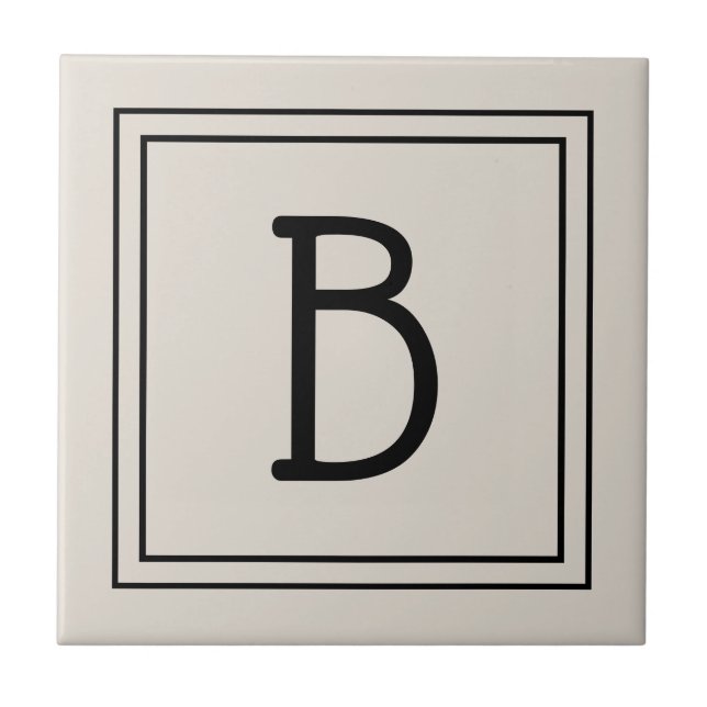 Modern Farmhouse Monogrammed Tan & Black Initial Kakelplatta (Framsidan)