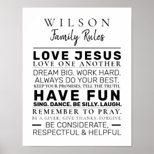 Modern Farmhouse Personlig Regler B&W Poster