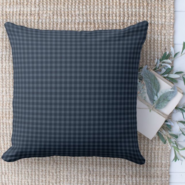 Modern Farmhouse Pillow Blue Gingham Play Couch Kudde (throw pillow farmhouse pillows country navy blue plaid throw pillow )