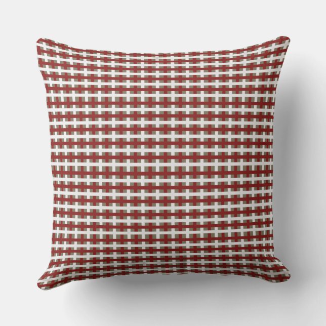 Modern Farmhouse Red White Sage Christmas Plaid Kudde (Baksida)