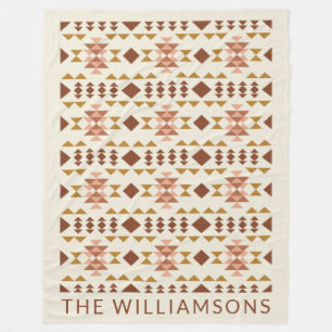 Modern Farmhouse Rustic Terracotta Geometric Namn Fleecefilt