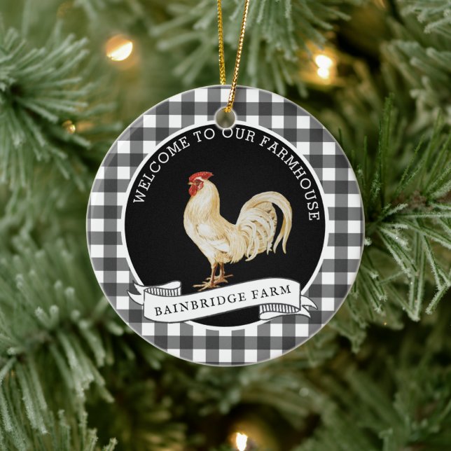 Modern Farmhouse Stil Tupp-familjen Namn Julgransprydnad Keramik (Träd)