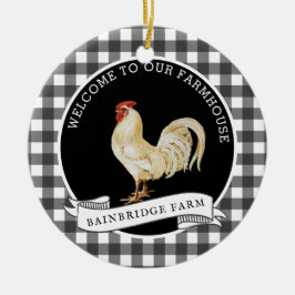 Modern Farmhouse Stil Tupp-familjen Namn Julgransprydnad Keramik