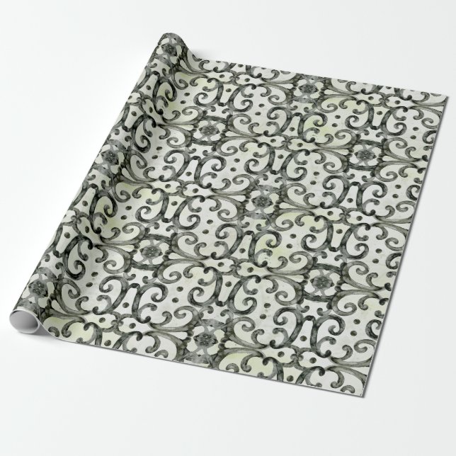Modern Farmhouse Swirls Black n White Decoupage Presentpapper (Utrullad)