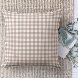 Modern Farmhouse Tan & White Gingham Couch Kudde