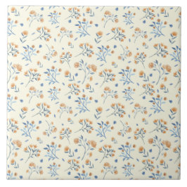 Modern "Farmhouse Wildblomme Ceramic Tile" Kakelplatta