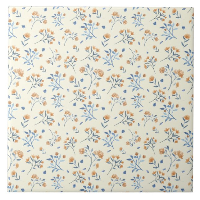 Modern "Farmhouse Wildblomme Ceramic Tile" Kakelplatta (Framsidan)