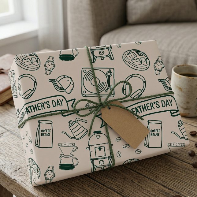 Modern Fars Dag Doodle Mönster Millennial Pappa Presentpapper (Skapare uppladdad)