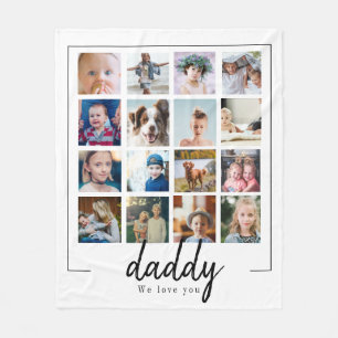 Modern fars dag pappa 16 fotokollage fleecefilt