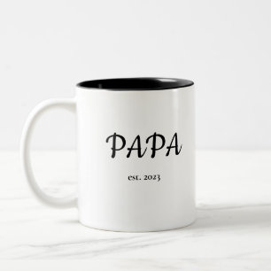 Modern Fars dag Pappa Est. Datum med barn Två-Tonad Mugg