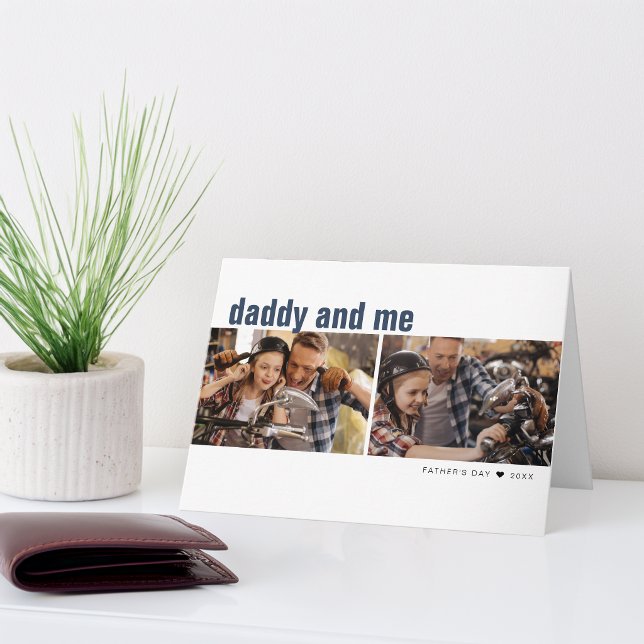 Modern Fars Dag Pappa och Jag 2 Foto Hälsning Kort (Modern Father's Day Daddy and Me 2 Photo Greeting Card)