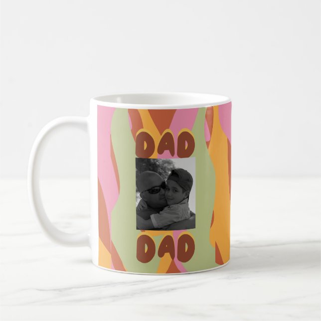 Modern Fars Dag Retro Mönster Pappa Meddelande Fot Kaffemugg (Vänster)
