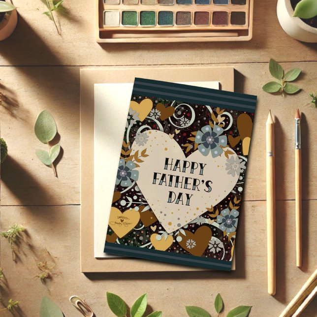Modern Far's Day Masculine Blommigt Heart Kort (Skapare uppladdad)