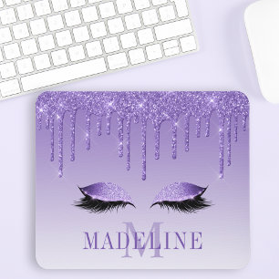 Modern fasansfull Lila Glitter Lash Monogram Musmatta