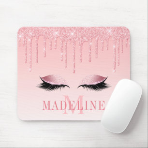 Modern fasansfull Rosa Glitter Lash Monogram Musmatta