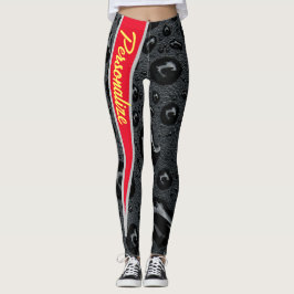 Modern Fashionable Black Bubbles Red Fire-Anpassni Leggings