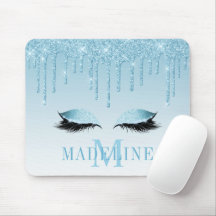 Modern Fashionable Blue Glitter Lash Monogram