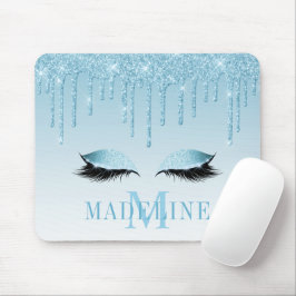 Modern Fashionable Blue Glitter Lash Monogram Musmatta