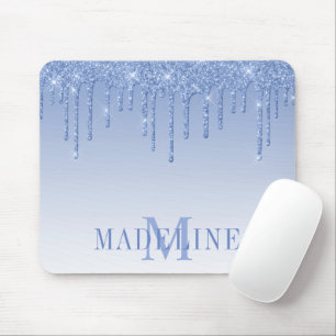 Modern Fashionable Dusty Blue Glitter Monogram Musmatta