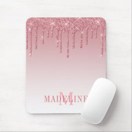 Modern fashionable Dusty Rosa Monogram Glitter Musmatta