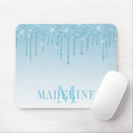 Modern Fashionable Light Blue Glitter Monogram Musmatta
