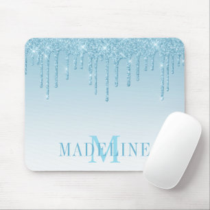Modern Fashionable Light Blue Glitter Monogram Musmatta