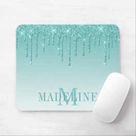Modern fashionable Teal Glitter Monogram Musmatta